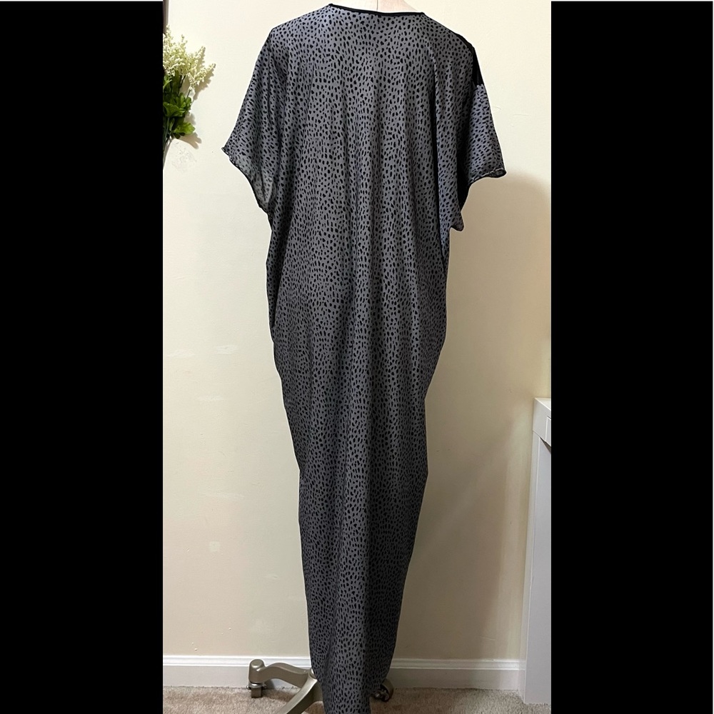 Vintage Undercover Wear Kimono Nylon Maxi Gown Sleepwear Black Gray - Picture 7 of 12